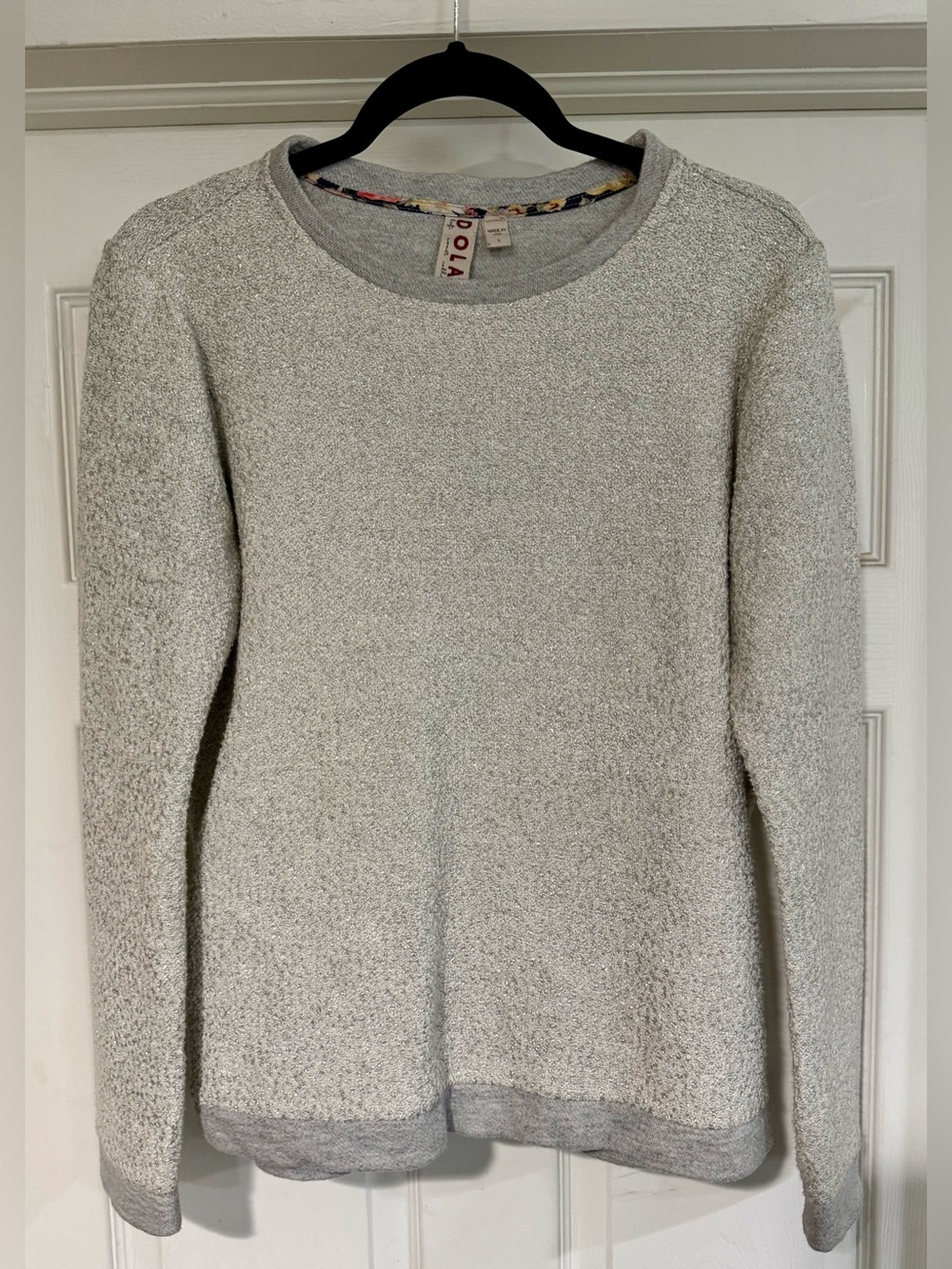 dolan Light Gray Textured Metallic Detail Crewneck Sweatshirt